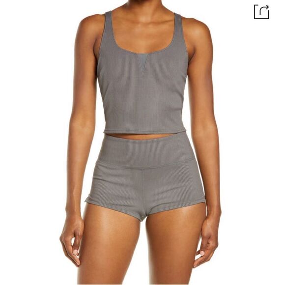 FREE PEOPLE SETTLE IT ON THE COURT CROP RIBBED TANK IN LAVENDER XS - Picture 5 of 6